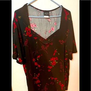 Black floral blouse